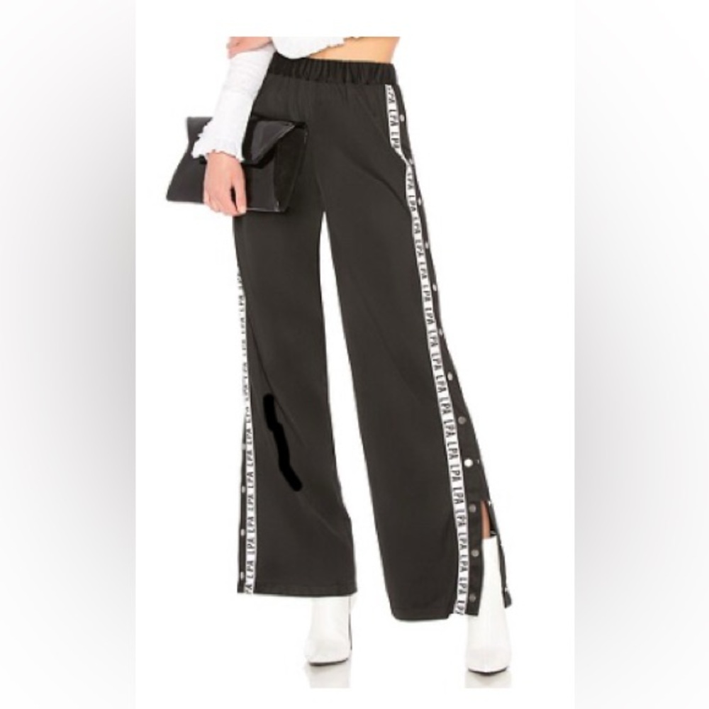 LPA Black Track Pants with Logo Side Stripes